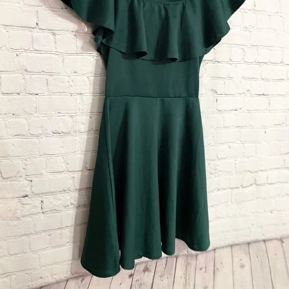 Hunter Green Ruffle Sleeveless Mini Dress Size Small - Picture 4 of 6